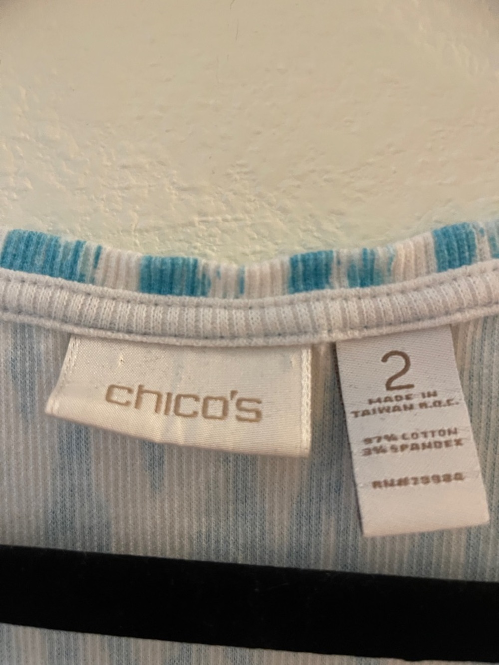 Chico's Teal and White Sleeveless Geometric Tank - Picture 2 of 3
